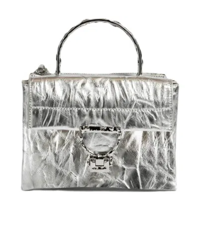 Coccinelle Crinkled Effect Arlettis Droplet Handbag In Silver