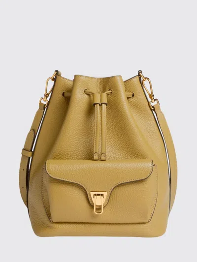 Coccinelle Beat Generation Hammered Leather Bucket Bag In Yellow