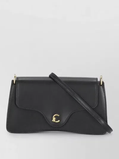 Coccinelle Crossbody Leather Bag Adjustable Shoulder Strap In Black
