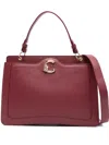 Coccinelle Curved-c Leather Shoulder Bag In Red
