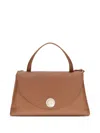 Coccinelle Curved Top Handbag With Circular Detail And Detachable Shoulder Strap In Brown