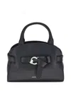 Coccinelle Curved Top Line Shoulder Bag With Buckle Fastening In Black