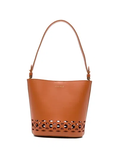 Coccinelle Cut-out-detail Tote Bag In Brown