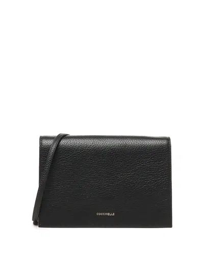 Coccinelle Natural Dandy Foldover-top Shoulder Bag In Black