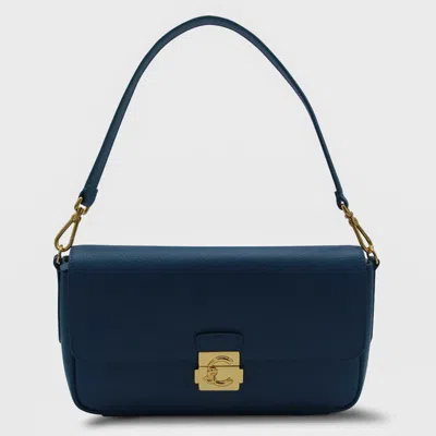 Coccinelle Deep Blue Leather C-me Lock Shoulder Bag