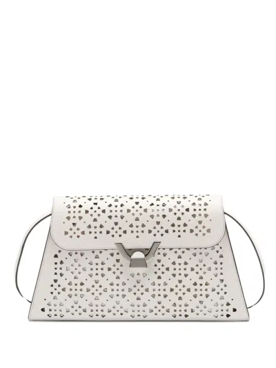 Coccinelle Dew Laser-cut Shoulder Bag In White