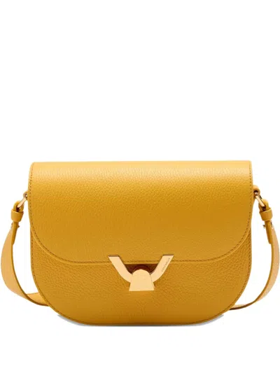 Coccinelle Dew Leather Crossbody Bag In Yellow