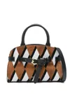 Coccinelle Diamond-pattern Buckled Tote Bag In Brown