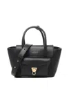 Coccinelle Double Beat Leather Tote Bag In Black