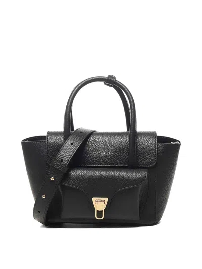 Coccinelle Double Beat Shoulder Bag In Black