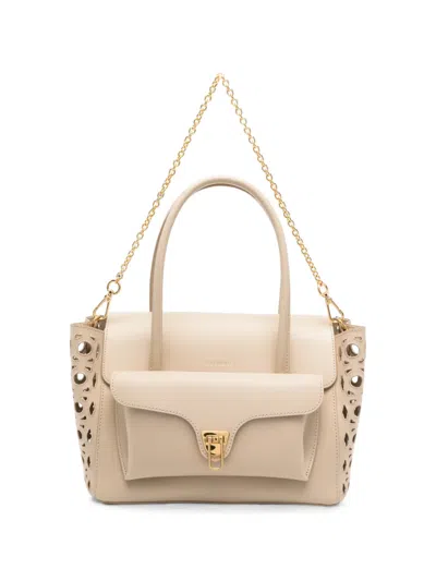 Coccinelle Double Beat Laser-cut Shoulder Bag In Red