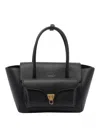 Coccinelle Double Beat Leather Tote Bag In Black