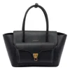 Coccinelle Double Beat Leather Tote Bag In Black