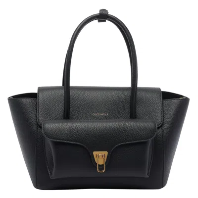 Coccinelle Double Beat Shoulder Bag In Black