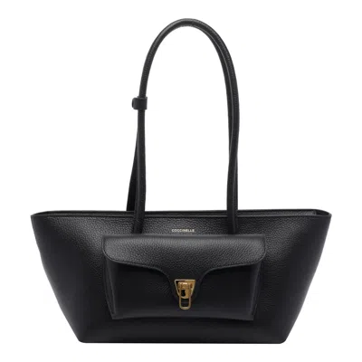 Coccinelle Double Beat Shoulder Bag In Black