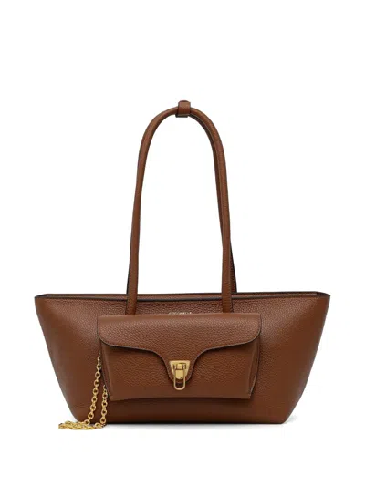 Coccinelle Double Beat Tote Bag In Brown