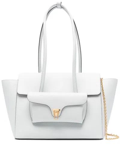 Coccinelle Double Beat Tote Bag In Gray