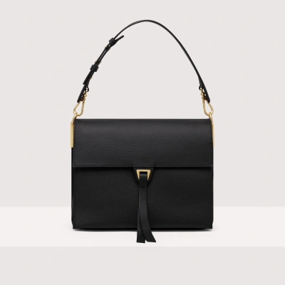 Coccinelle Double Leather Shoulder Bag Louise In Noir/noir
