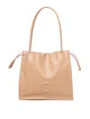Coccinelle Logo Embossed Drawstring Tote Bag In Nude & Neutrals