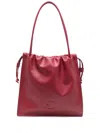 Coccinelle Logo Embossed Drawstring Tote Bag In Red