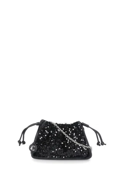 Coccinelle Black Dulse Paillette Leather Hand Bag
