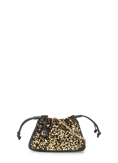 Coccinelle Black/golden Dulse Paillette Leather Hand Bag