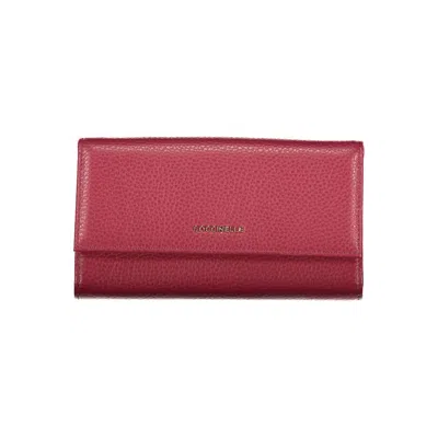 Coccinelle Elegant Dual-compartment Pink Leather Wallet In Red