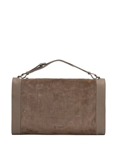 Coccinelle Elinor Suede-trim Tote Bag In Brown