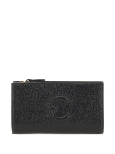 Coccinelle Embossed-logo Leather Wallet In Black