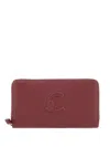 Coccinelle Embossed Logo Zip-around Wallet In Burgundy