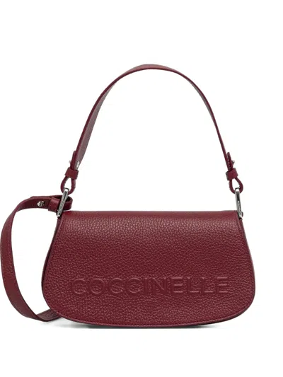 Coccinelle Embossed Satchel Cross Body Bag In Red