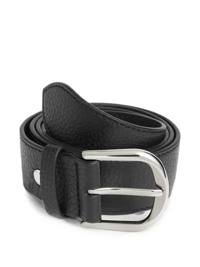 Coccinelle Erika Pebbled Leather Belt In Black