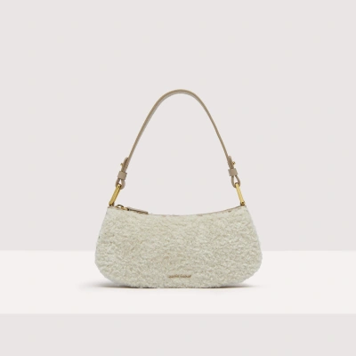 Coccinelle Faux Fur And Grained Leather Minibag Merveille Astrakan In Natural/powd.pi
