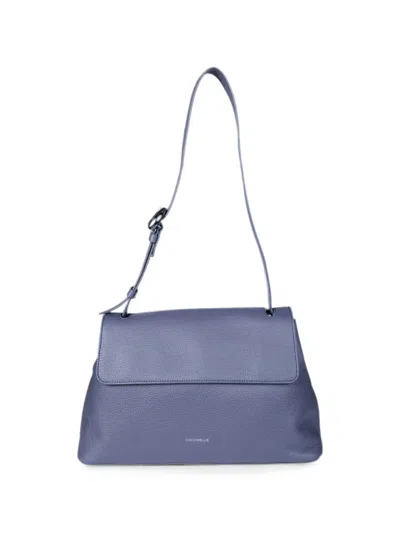 Coccinelle Fern Leather Shoulder Bag In Grey