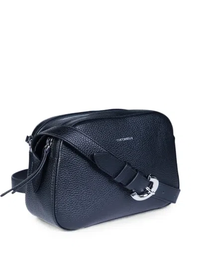 Coccinelle Fern Pebbled-leather Shoulder Bag In Black