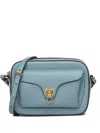 Coccinelle Flap Leather Shoulder Bag In Blue