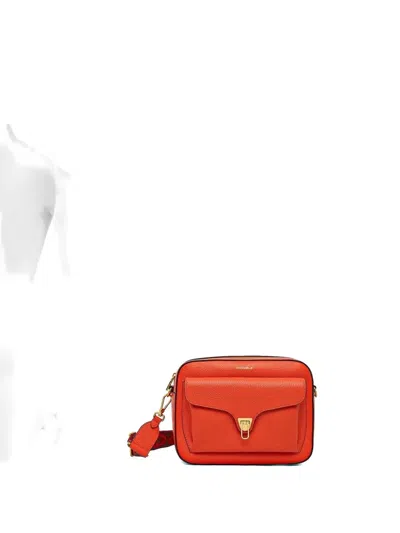 Coccinelle Flap Pocket Cross Body Bag In Orange