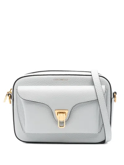 Coccinelle Flap-pocket Leather Shoulder Bag In Gray