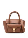 Coccinelle Structured Calfskin Shopper Bag With Gold-tone Accents In Brown