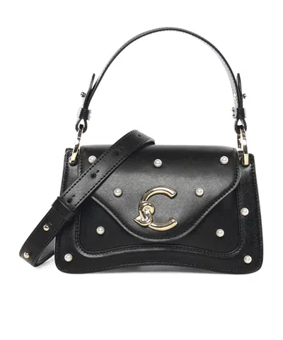 Coccinelle Mini C-me Studded Leather Tote Bag In Black