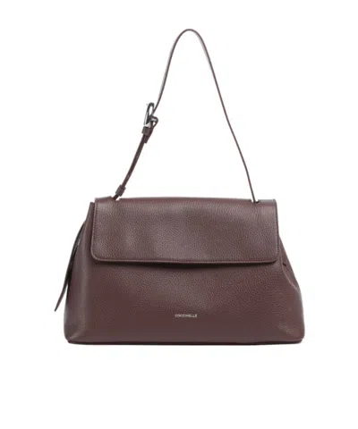 Coccinelle Grainy Leather Shoulder Bag In Burgundy