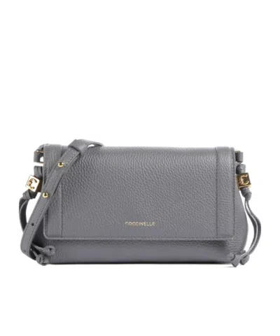 Coccinelle Flap Shoulder Bag In Gray