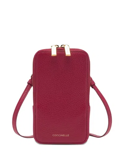 Coccinelle Flor Zip Phone Bag In Burgundy