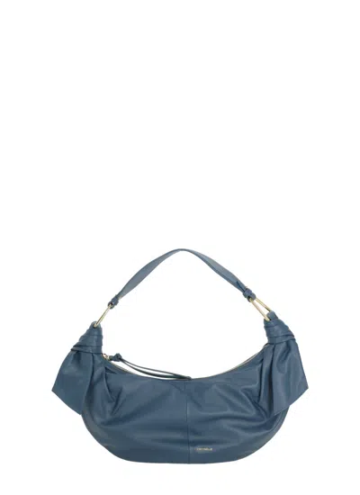 Coccinelle Furoshiki Medium Bag With Slouchy Silhouette And Golden Logo In Blue
