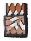 Coccinelle Geometric-pattern Fringed Scarf In Brown