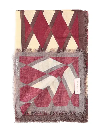 COCCINELLE GEOMETRIC-PATTERN FRINGED SCARF