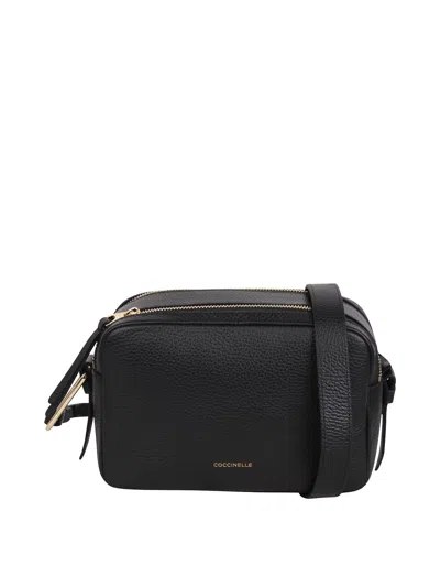 Coccinelle Grained Leather Crossbody Bag In Black
