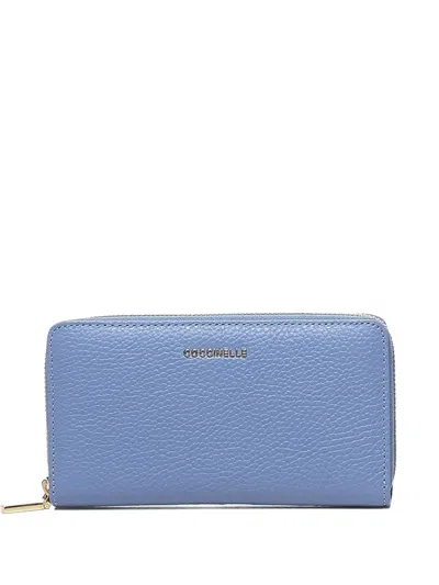 Coccinelle Grain-leather Zip-around Wallet In Blue