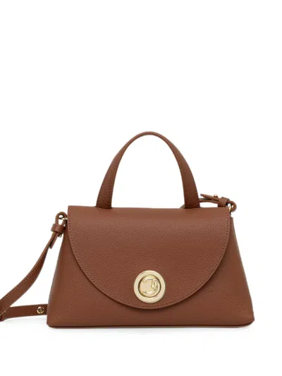 Coccinelle Grained Calf Leather Shoulder Bag In Brown