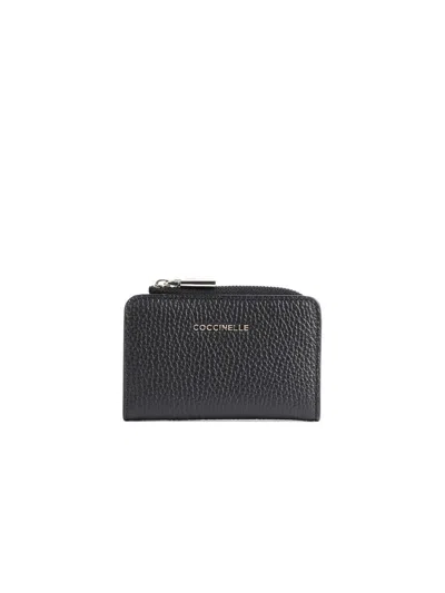 Coccinelle Grained Cowhide Card Case In Black
